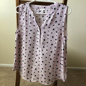 Talbots Pink with Navy Dots Shell - Size Petite Medium (PM)